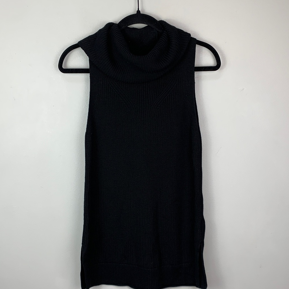 Banana Republic Factory Cowl Neck Sleeveless Tunic Sweater Black NEW! - Picture 2 of 8